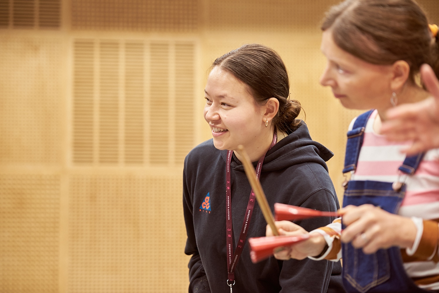 Master of Music Therapy (MMT) students make music together at the Nordoff and Robbins London Centre
