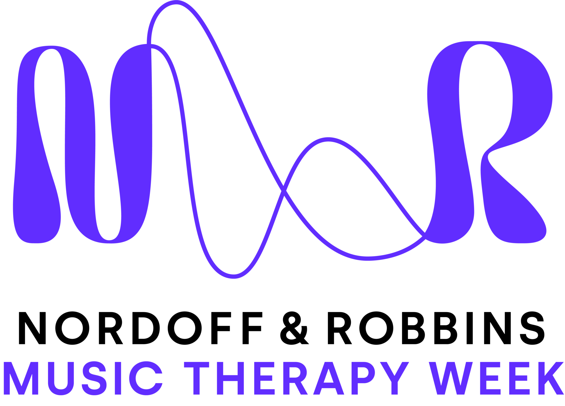 Nordoff and Robbins, Music Therapy Week logo in purple.